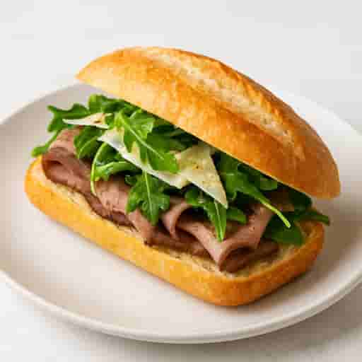 Baguette with Roast Beef, Arugula, and Shaved Parmesan
