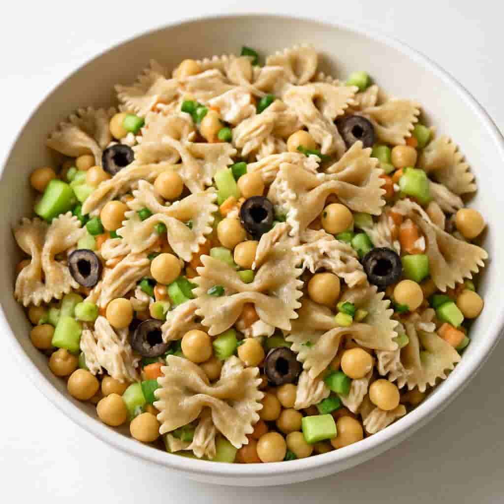 Bow-Tie Pasta Salad with Chicken and Chickpeas