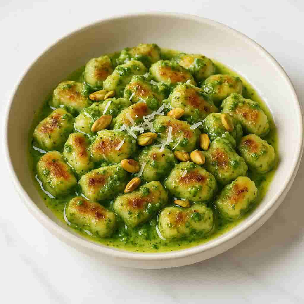 Cauliflower Gnocchi with Pea Mint Pesto