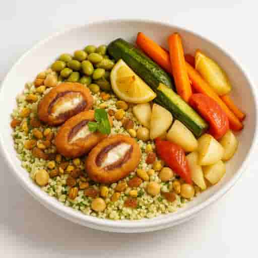 Couscous de Légumes, Beignets de Dattes à la Ricotta