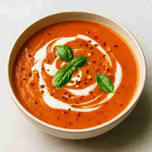 79g-Protein Creamy Tomato Basil Soup (No Cream!)
