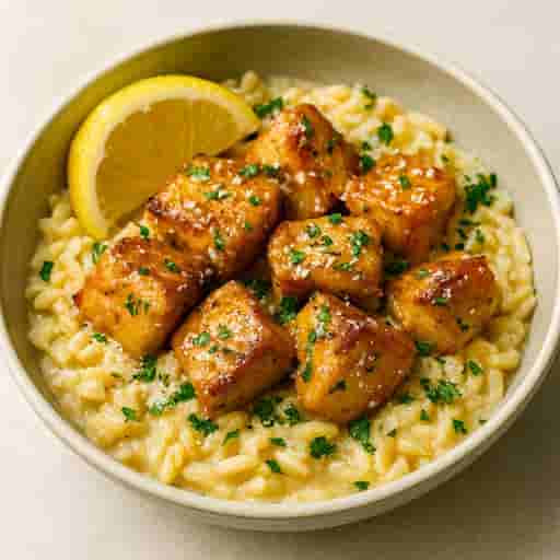 One-Pan Creamy Lemon Garlic Salmon Orzo