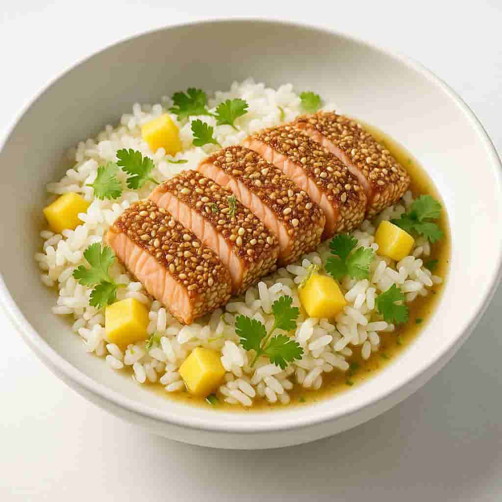 Category image for Crispy Sesame-Crusted Salmon with Mango Rice and Sesame-Scallion Vinaigrette