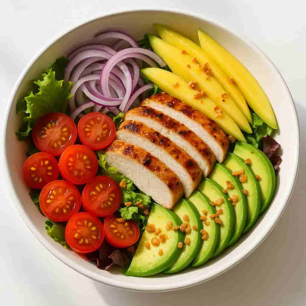 Grilled Chicken & Green Mango Bowl with Adobo Vinaigrette