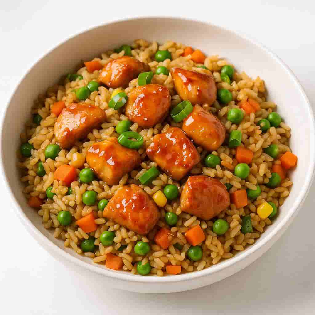 Healthy High Protein Honey Garlic Chicken Fried Rice