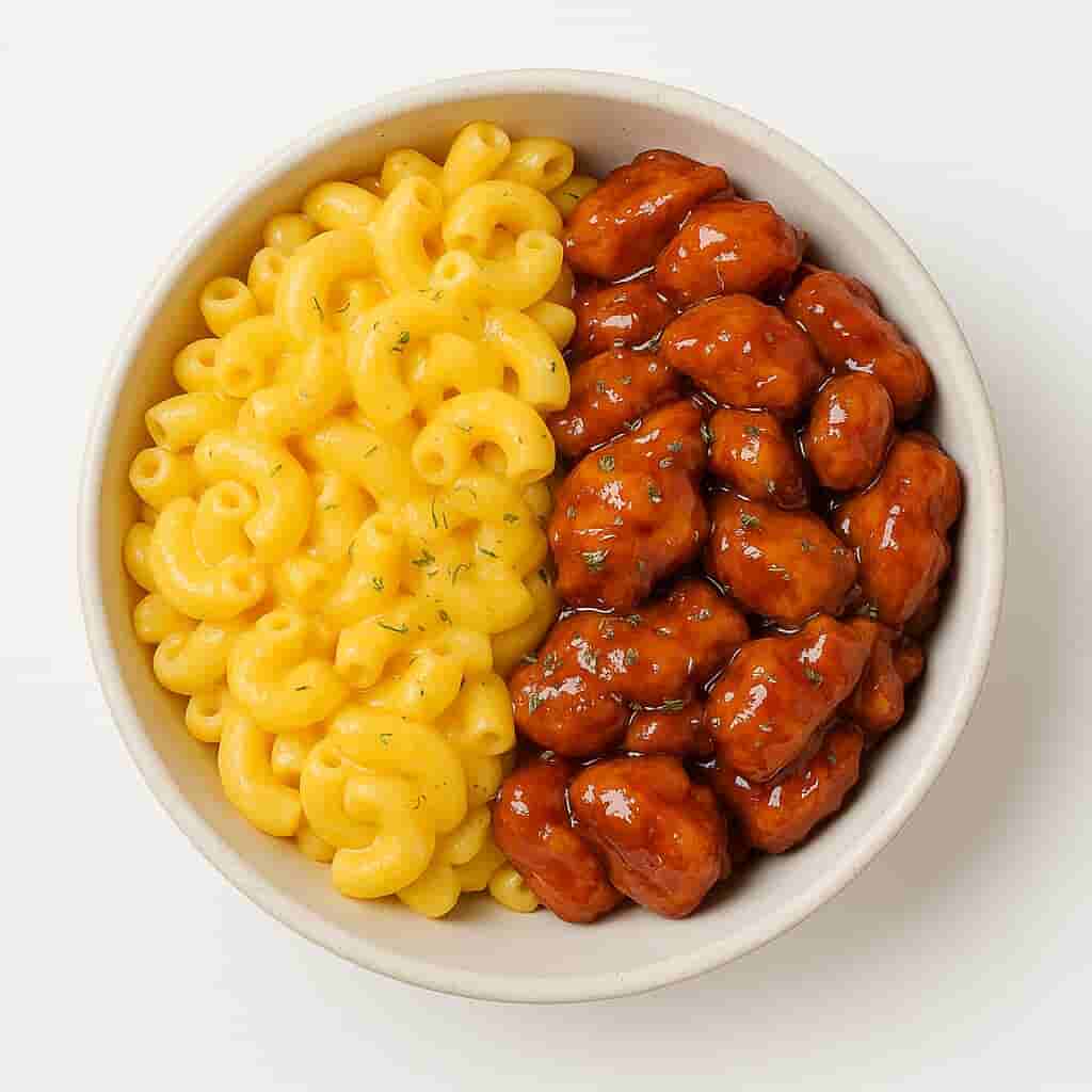 High Protein Honey Garlic Chicken Mac & Cheese