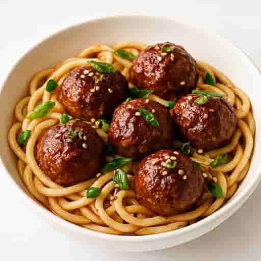 Korean Meatballs and Noodles Image