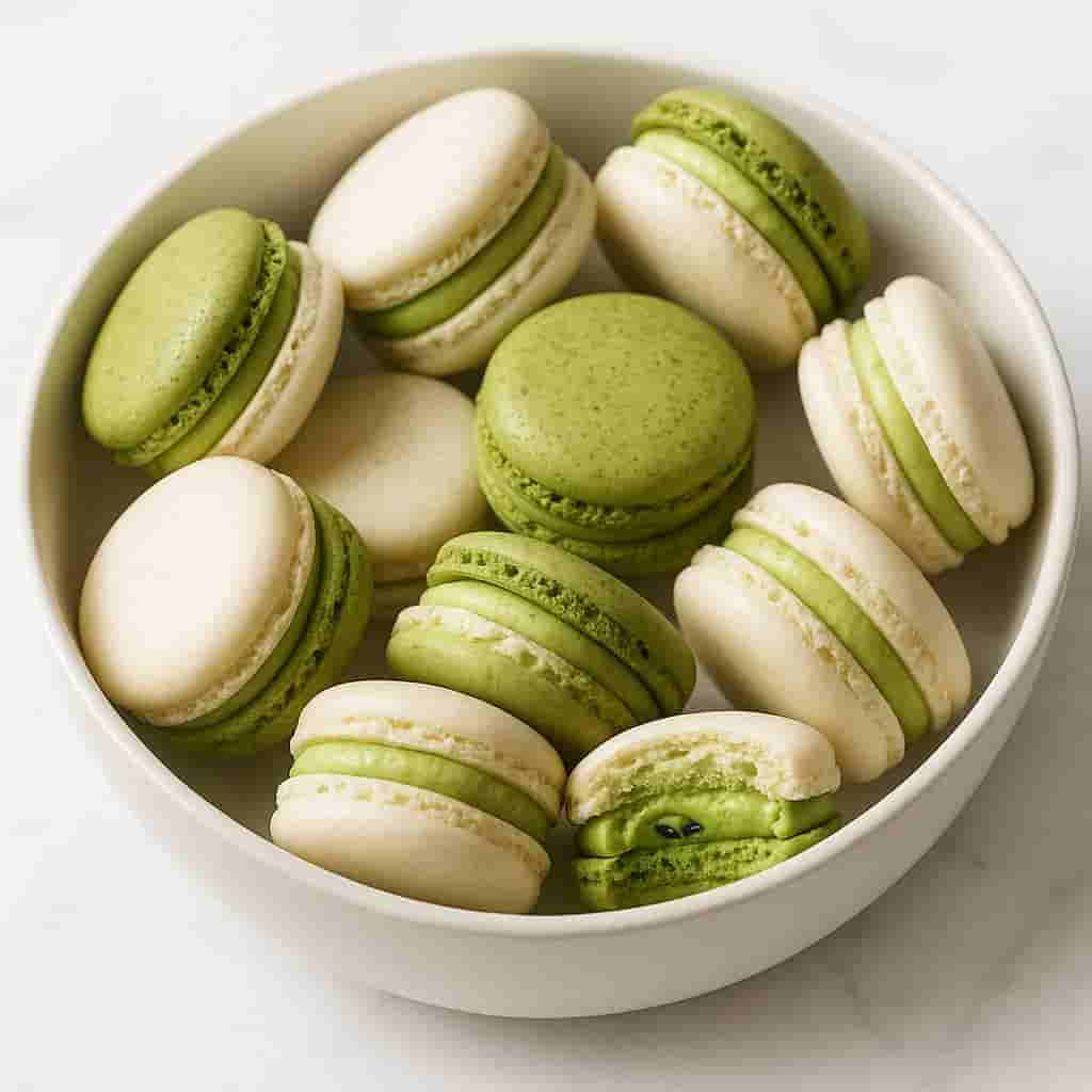Matcha Black Sesame Macarons (Inspired by Pierre Hermé)