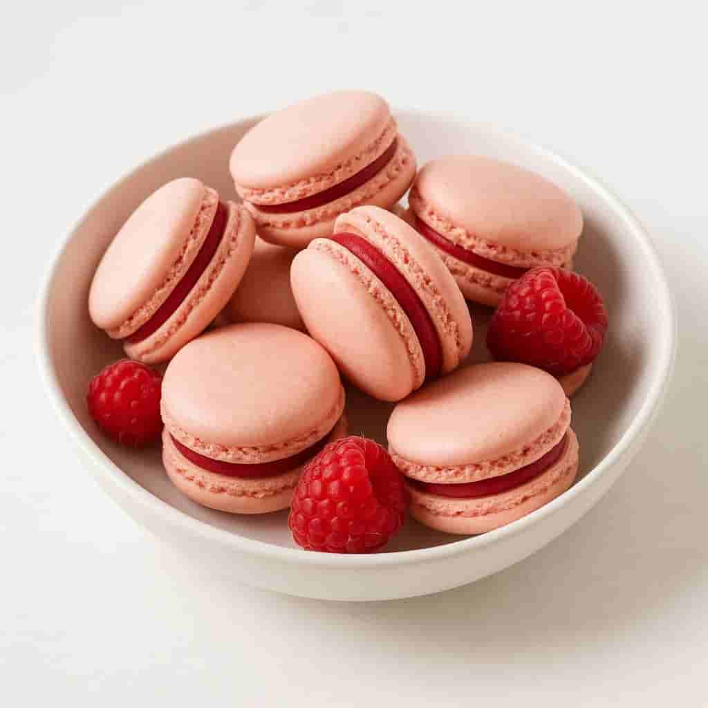 Raspberry Macarons with White Chocolate Ganache