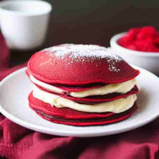 Red Velvet Pancakes with Cream Cheese Frosting