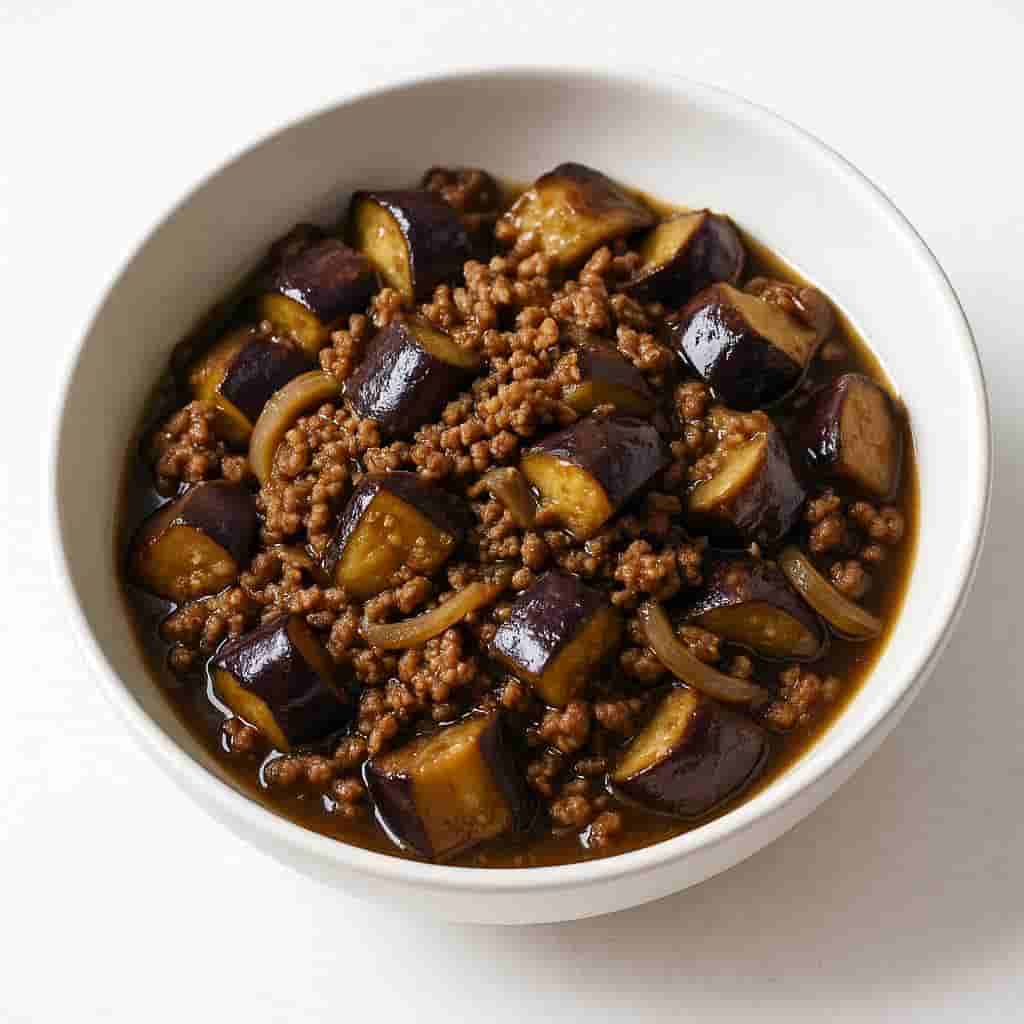 Roasted Eggplant and Minced Beef Stir-Fry