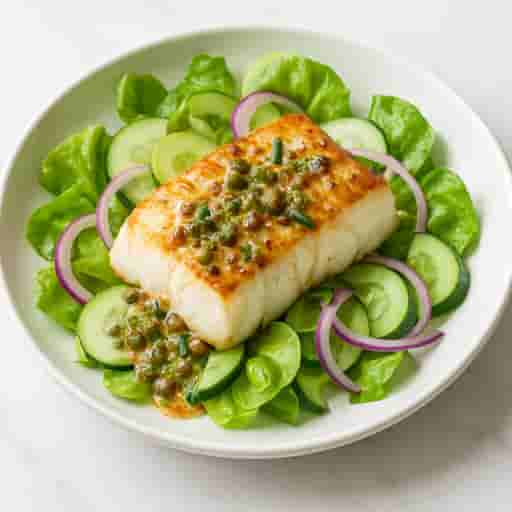 Seared Cod with No-Cook Mustard-Caper Sauce
