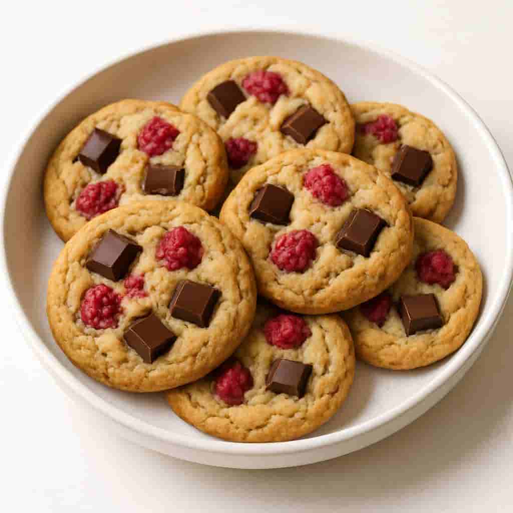 Image of Soft and Chewy Dark Chocolate Raspberry Cookies