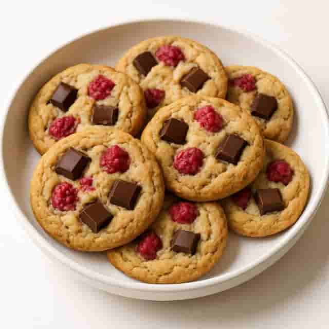 Soft and Chewy Dark Chocolate Raspberry Cookies Image
