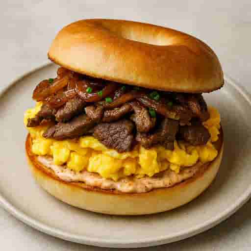 Ultimate Steak & Eggs Bagel Sandwich 🥯🔥 (Brunch Hero Style)
