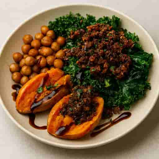 Sweet Potatoes with Sun-Dried Tomato Date Basil Crumble 🍠✨