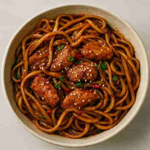 Spicy Szechuan Garlic Chilli Chicken Noodles