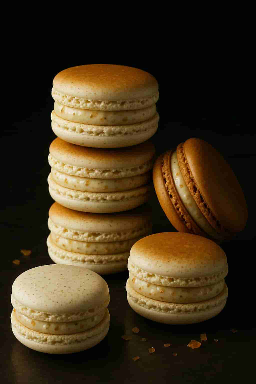 Vanilla and Caramel Crème Brûlée Macarons