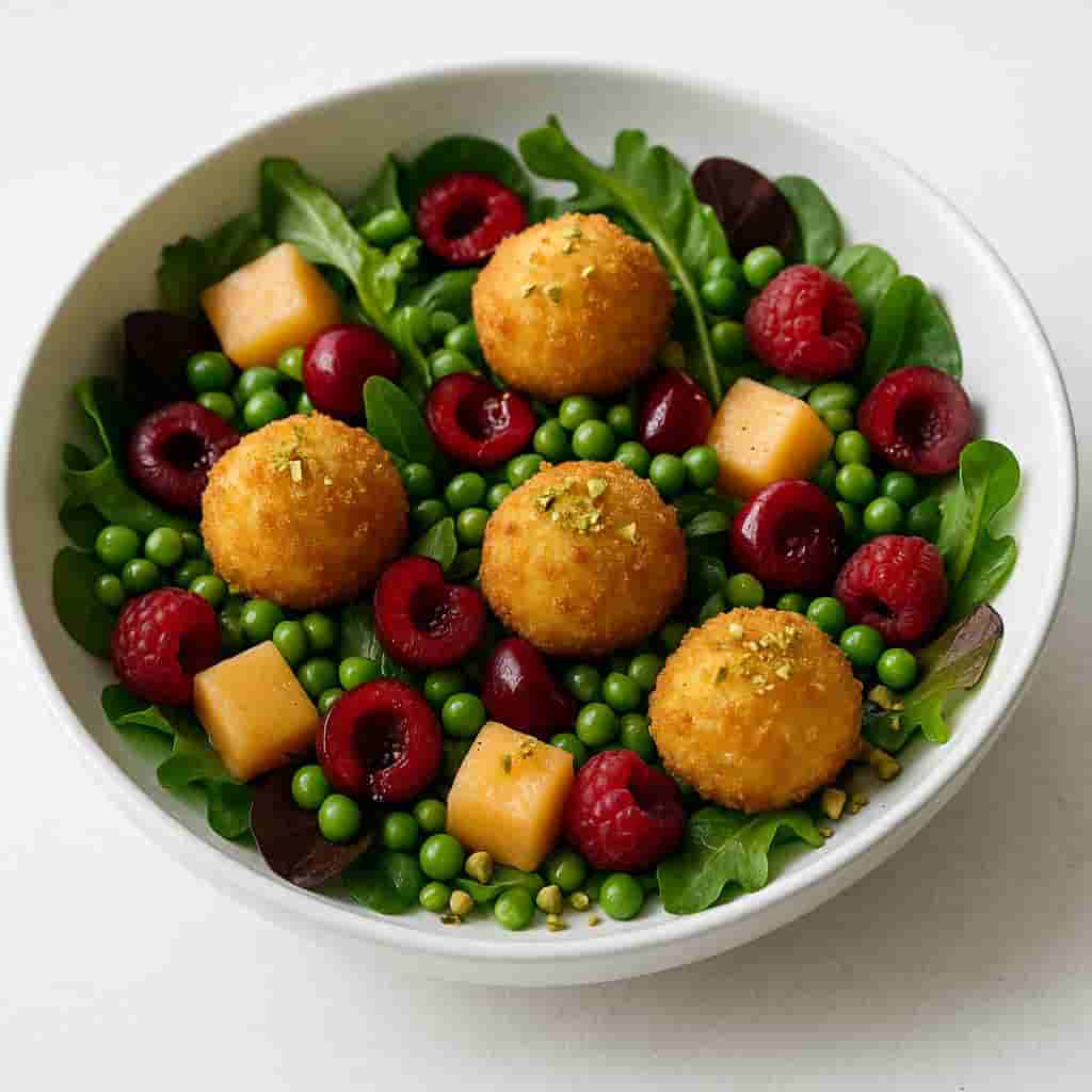 Warm Goat Cheese Salad with Summer Fruits