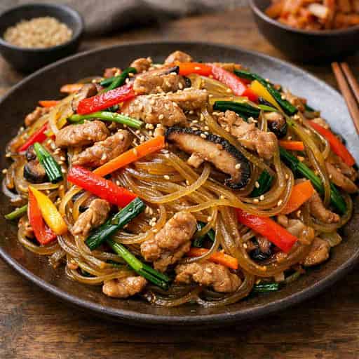 15-Minute Classic Japchae with Pork and Veggies