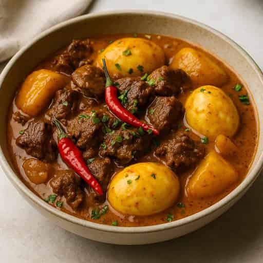 Beef Caldereta sa Gata—Spicy Creamy Feast