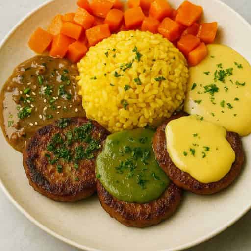 Burger Steak 3 Ways with Java Rice & Sauce