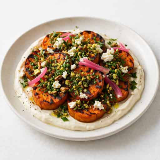 Charred Sweet Potato with Tahini Yogurt