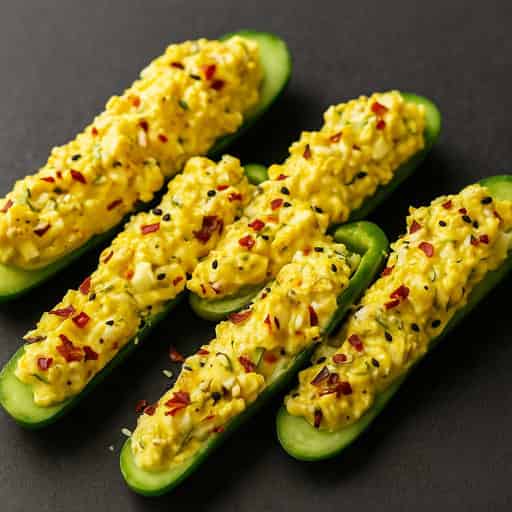 Curry Egg Salad Cucumber Boats 🥒—Low Carb & High Flavor