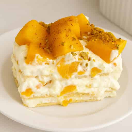 Creamy Peach Mango Float (No-Bake Dessert)