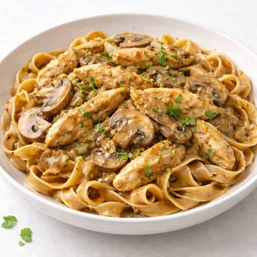 Healthy Chicken Stroganoff with Wholewheat Noodles
