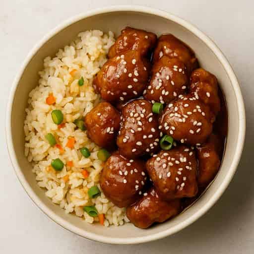 Crispy Honey Garlic Chicken Fried Rice—Air Fryer Fakeaway