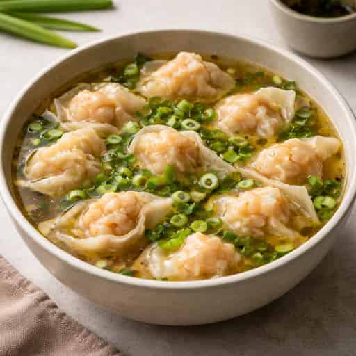 Pancit Molo Soup with Shrimp, Pork & Chicken Wontons