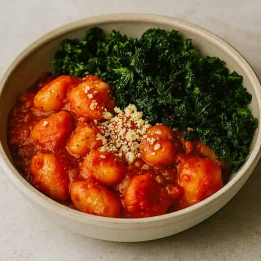 Saucy Gnocchi Bowl with Crispy Kale—30g Protein Comfort