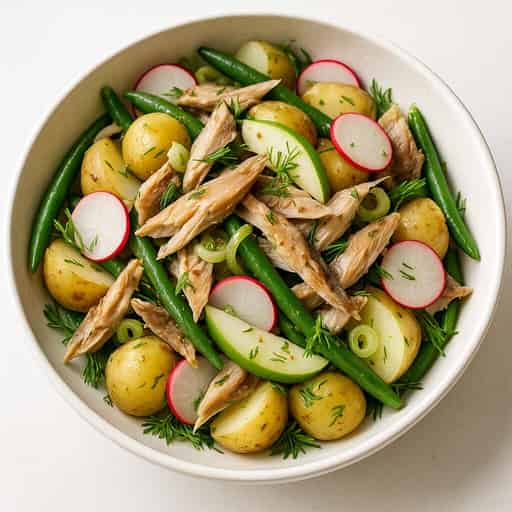Smoked Mackerel Baby Potato Salad with Radish and Apple