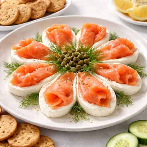Smoked Salmon Cream Cheese Flower Board
