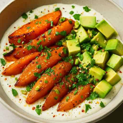 Warm Roasted Carrot & Avocado Salad 🥕—Creamy, Crunchy & Fresh