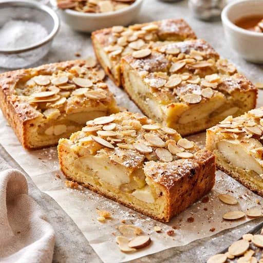 Sliced almond chocolate babka on a linen cloth