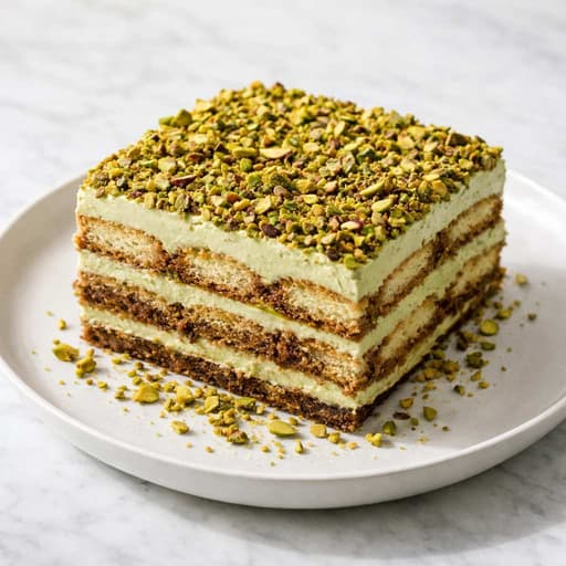 Bakery-Style Pistachio Tiramisu with Ladyfingers image