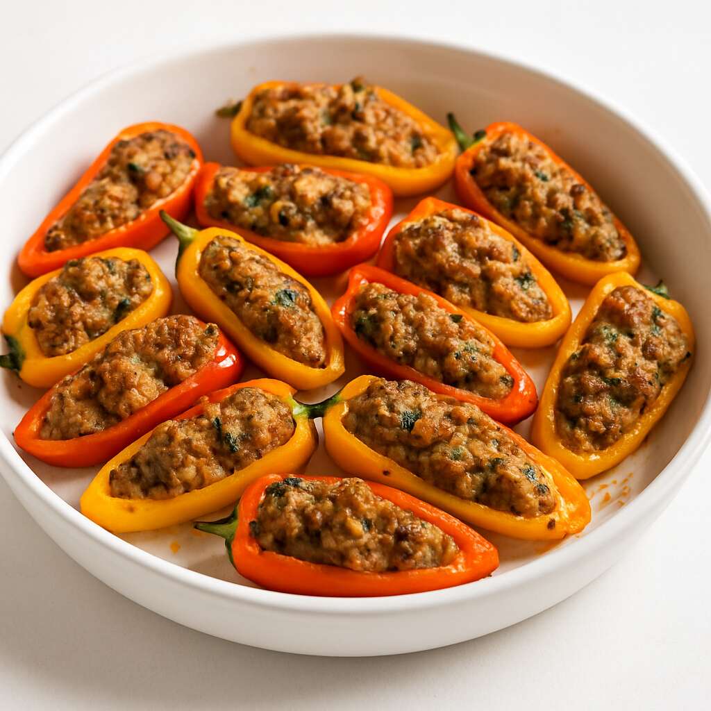 Beef and Chicken Sausage-Stuffed Mini Peppers image