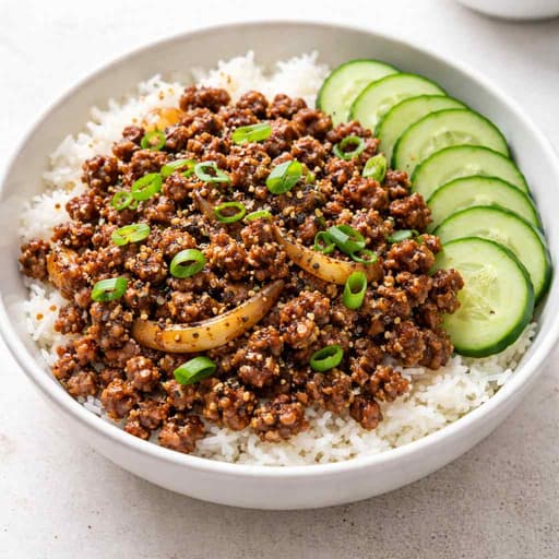 Black Pepper Ground Beef Rice Bowl (One Pan) image