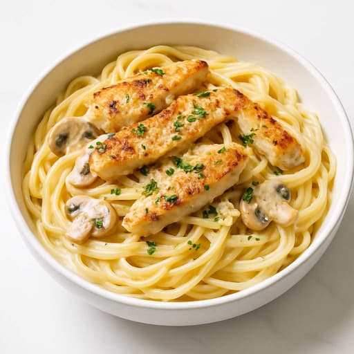 Creamy Chicken Alfredo Pasta with Mushrooms image