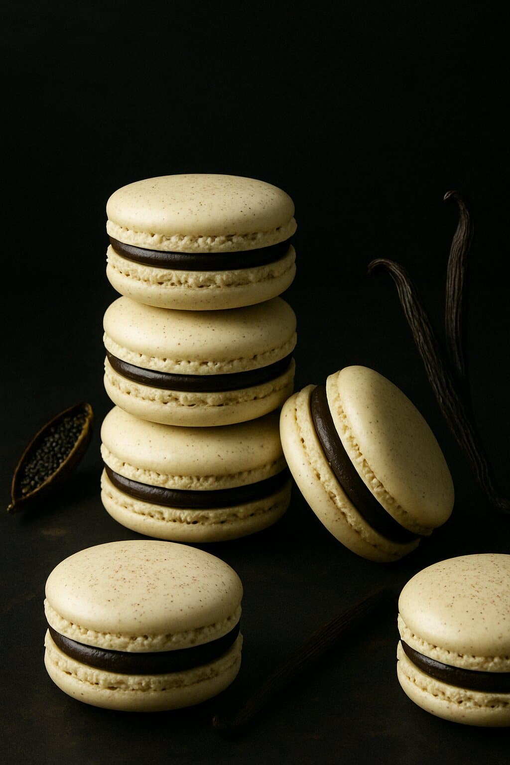 Chocolate and Vanilla Macarons image
