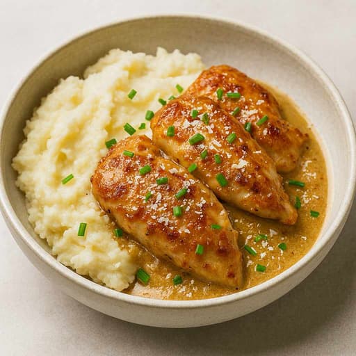 Creamy Garlic Parmesan Chicken with Mashed Potatoes image