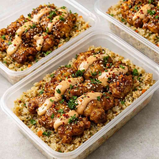Crispy Garlic Chicken Fried Rice for Meal Prep image
