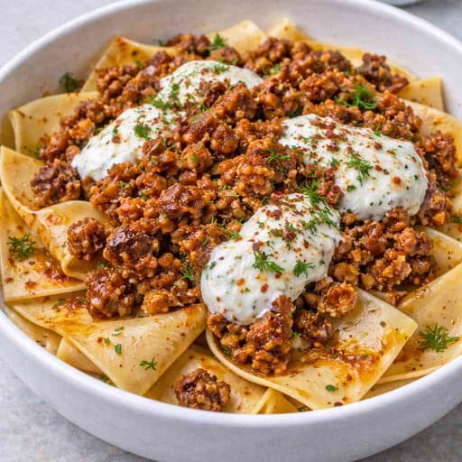 Crispy Lamb Pasta Sheets with Garlicky Yogurt image