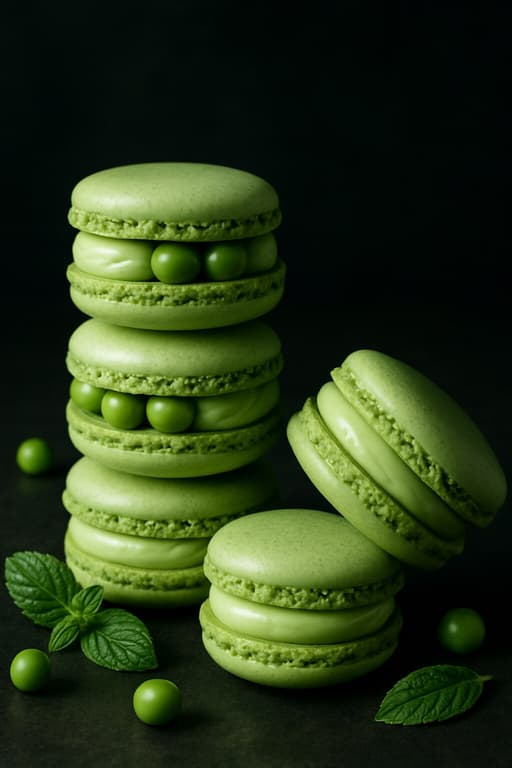 Fresh Mint and Sweet Pea Macarons image