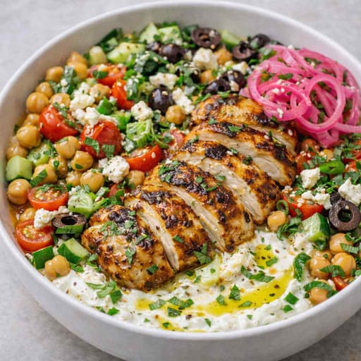 Greek-Style Chicken Salad Bowls with Feta image