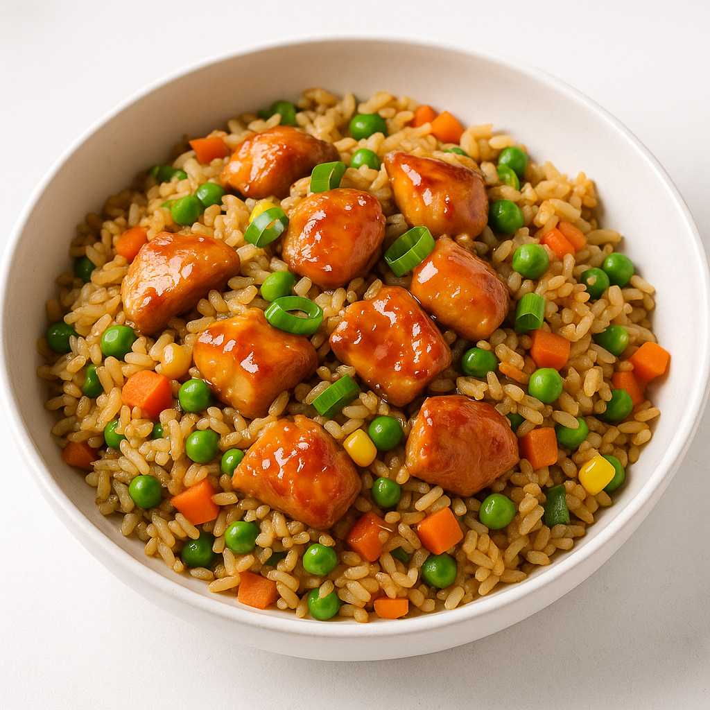 Healthy High Protein Honey Garlic Chicken Fried Rice image
