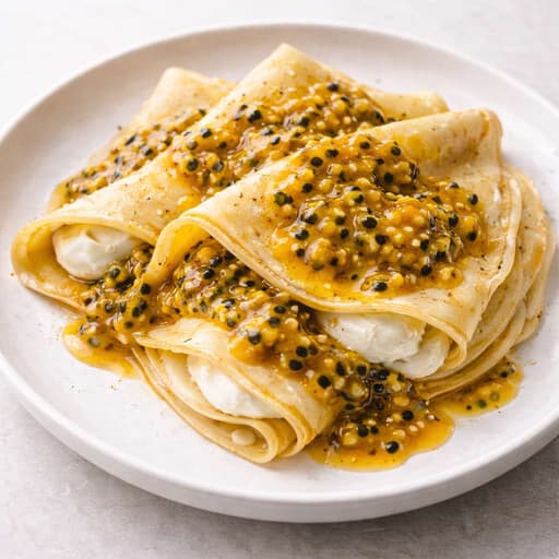 High-Protein Passionfruit Vanilla Crepes image