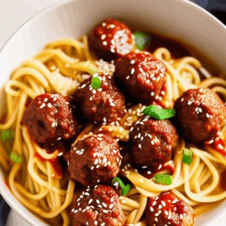 Korean Meatballs and Noodles image